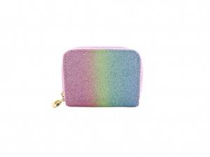 kids wallet in glitter fabric and in rainbow color/ mermaid color