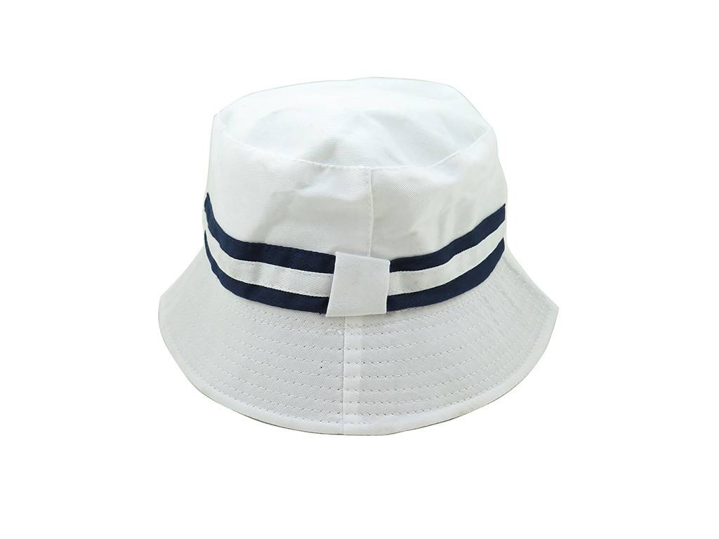Bottom price Hair Accessory - Fashion white and navy striped bucket hat – Mia