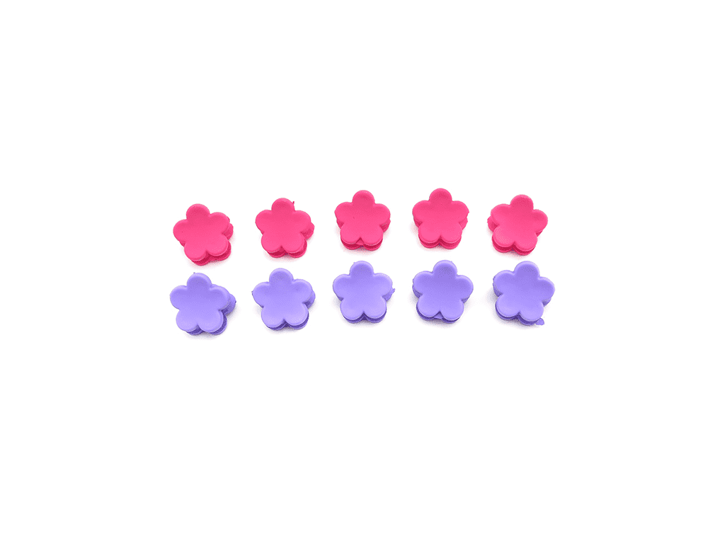 kids small hair claw with rose and purple color in flower shape, 10pcs/set