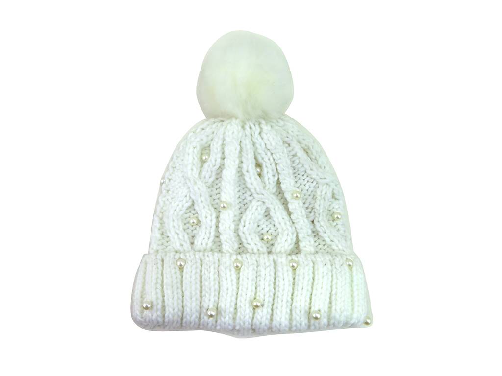 OEM/ODM Factory Winter Scarf - Fashion knitted pompom winter hat with pearls – Mia