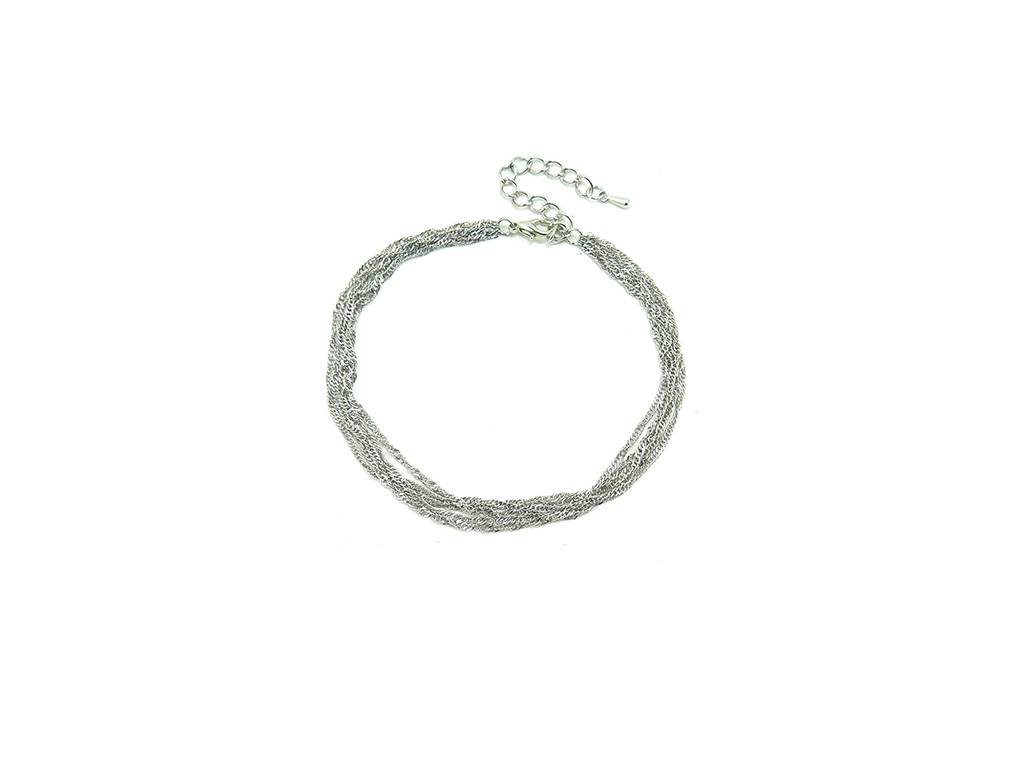 Silver multilayer chain anklet