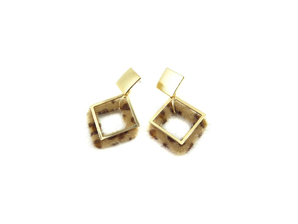 Drop square pendant earrings