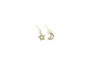 Drop star and moon ear studs with rhinestones earring