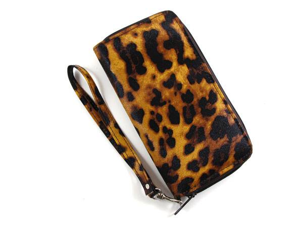 Leopard print leather wallet