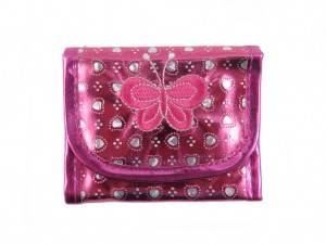 butterfly embroidery girls folded wallet