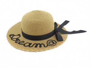 kids straw hat with woven tape
