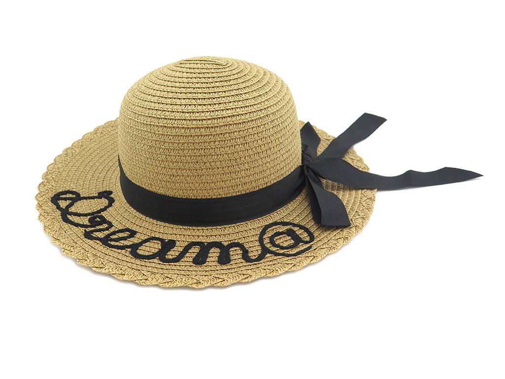 kids straw hat with woven tape