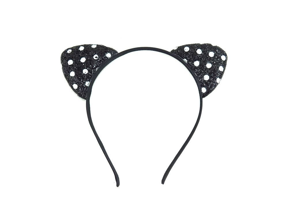 Black kid’s hair hoop with glitter cat ear