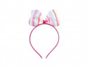 Kid’s hair hoop with colored stripe glitter bowknot