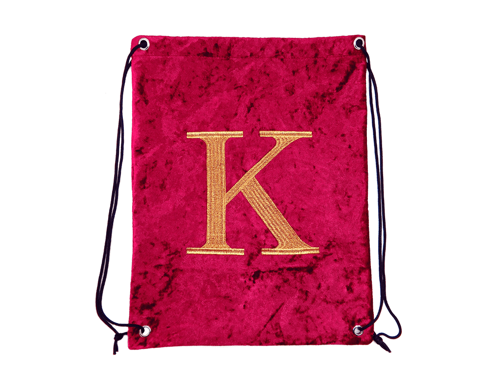 Factory Outlets Holiday Stuff - “K” embroidery velvet gym bag –  Mia Creative
