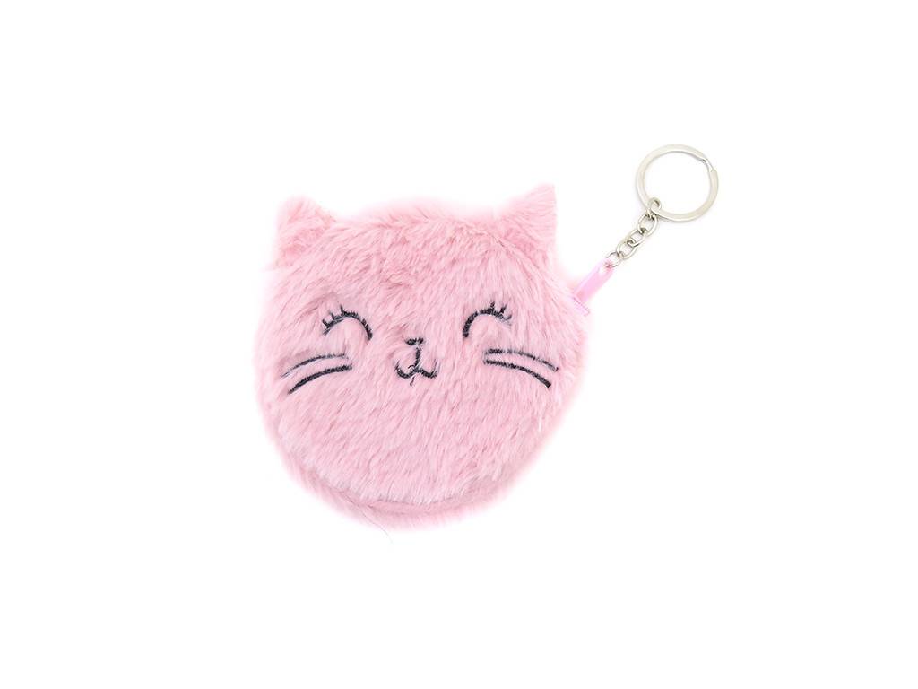 Hot sale Kids Hair Claw - FLUFFY COIN BAG WITH CAT EMBROIDERY AND KEY RING – Mia