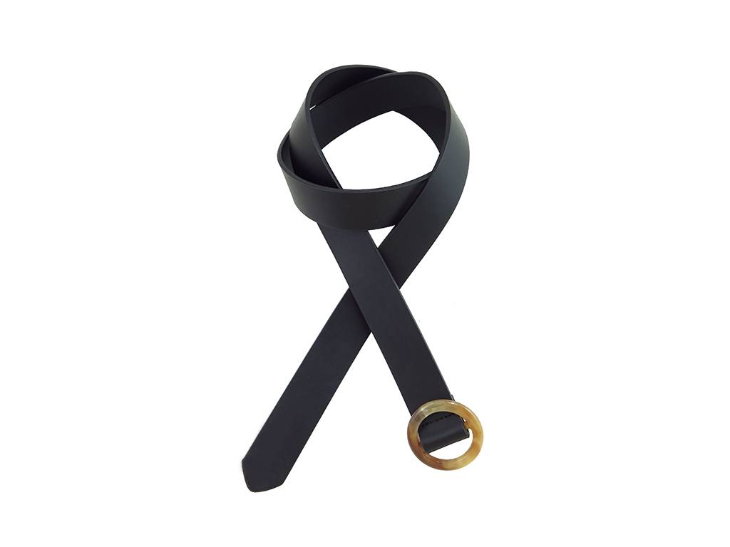 High reputation Hair Ties - Fashion ladies’ belt with round resin buckle in black – Mia