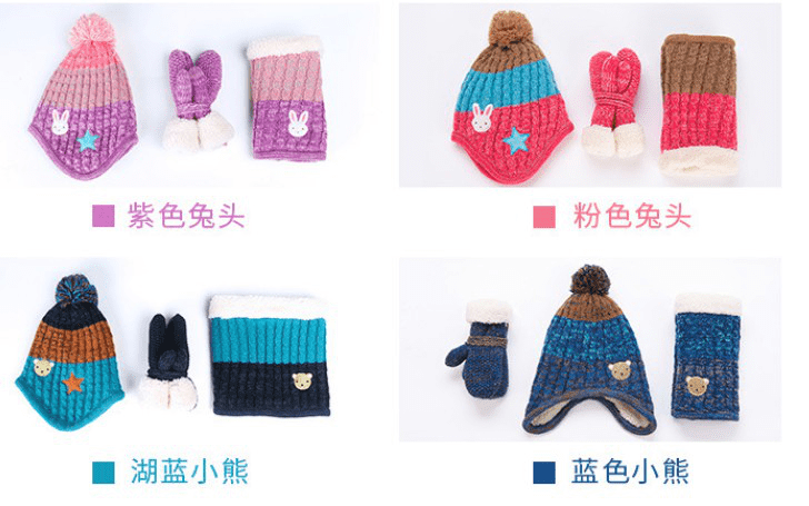 New Arrival China Kids Bangles -  Cute kid winter glove hat scarf set – Mia