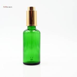 20-100ml Green glass bottle with Push button dropper