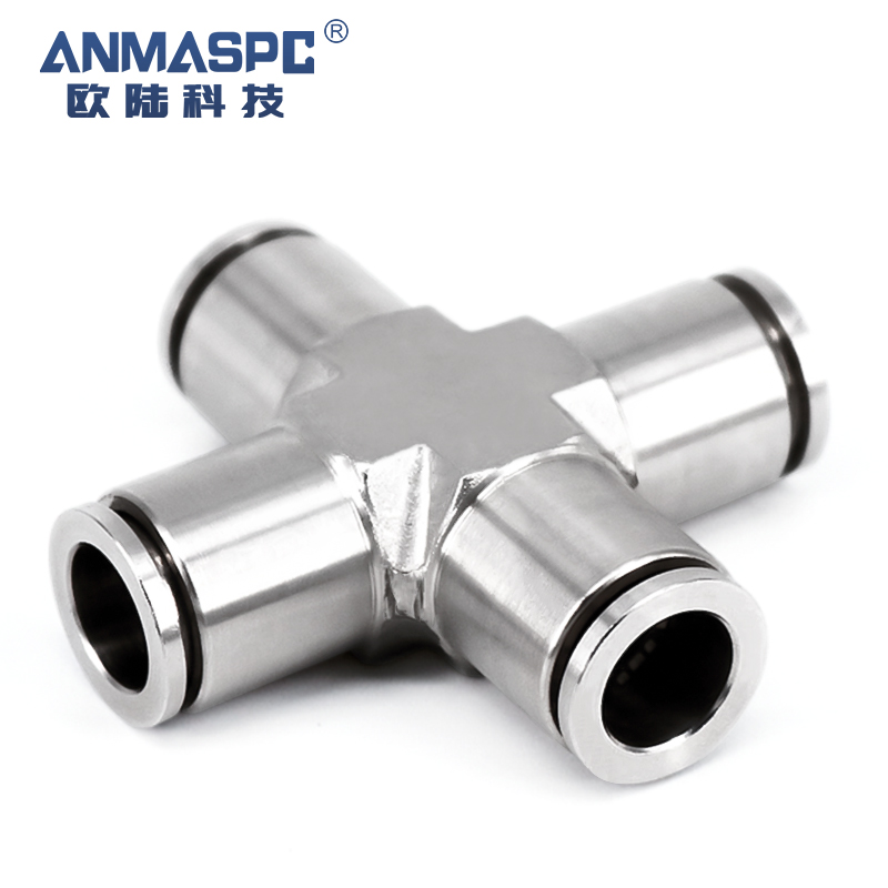ANMASPC High Pressure Stainless Steel 304 316 Vacuum Cross Type Pipe Fittings Brass Quick Coupling Four-way Slip Lock Connector Union
