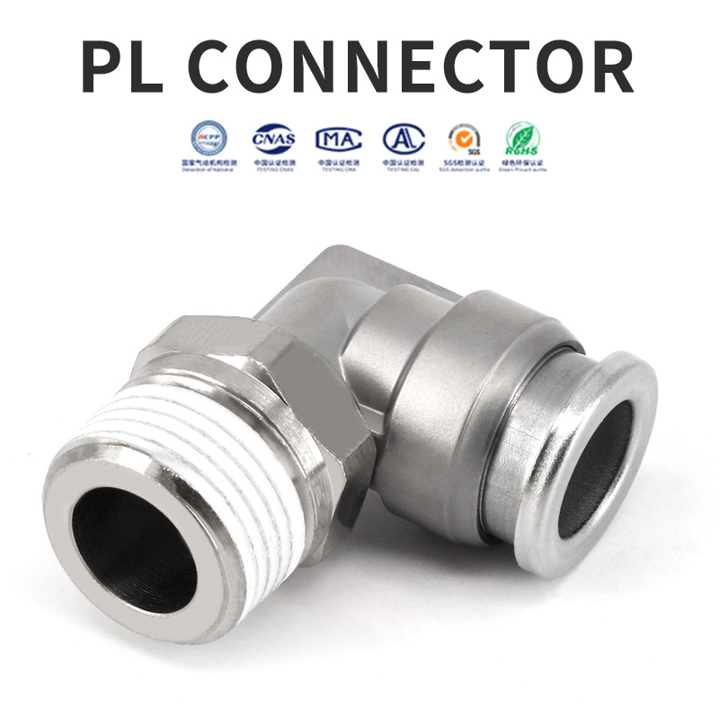 Quick Connect stainless steel Pneumatic Elbow Fittings PL stainless push in connector