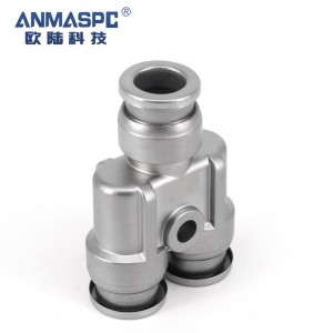 stainless steel straight and Y type 3 ways pneumatic fitting one touch fitting