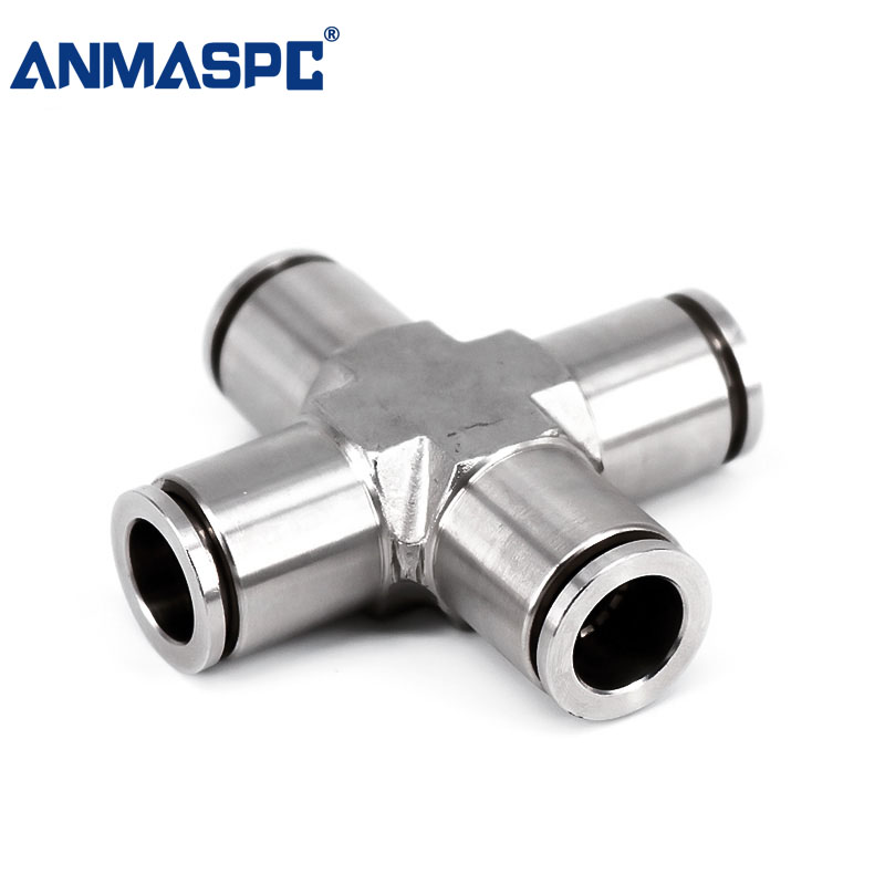 High Pressure Stainless Steel 304 316 vacuum Cross Type Pipe Fittings Brass Quick Coupling Four-way Slip Lock Connector Union