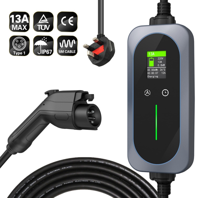 UK Portable EV Charger 6/8/10/13A Mode 2 EV Charger for Electric Car