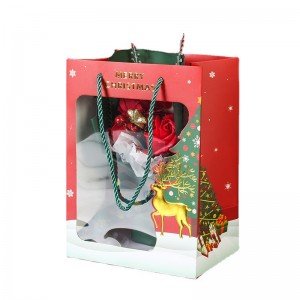 Christmas Gift Paper Bag With Handle For Flower Packing