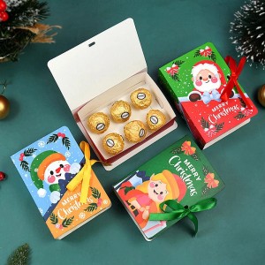 Christmas White Paper Card Book Style Box With Ribbon
