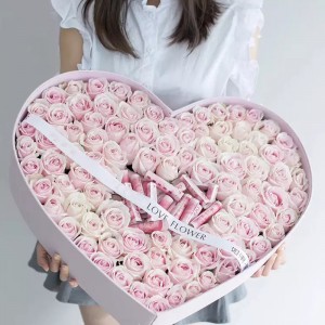 Custom Empty Big Heart Shape Flower Box With Lid