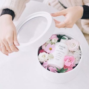 Transparent PVC Lid Flower Cardboard Round Box
