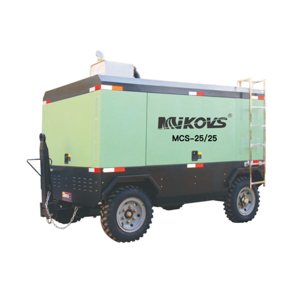 7bar 185cfm Compressore d'aria mobile alimentatu da u mutore diesel per u travagliu di custruzzione