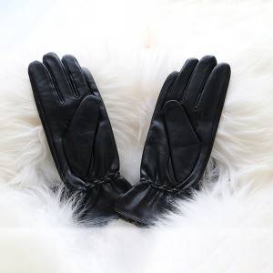 Ladies sheep leather gloves with Leather Strap Decoration