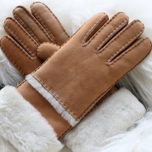 Ldies Genuine suede Lambskin gloves featuring with touch screen fingers