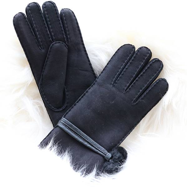 OEM/ODM Manufacturer Women Wearing Leather Gloves - Ladies handsewn double faced shearling gloves feature leather belt – Fanshen