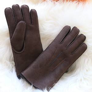 Classical merino lambskin ladies gloves with colourful seam