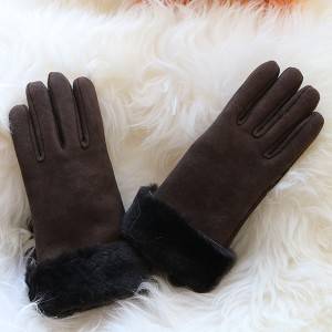 Plain and Classical merino sheepskin ladies gloves with inside seam