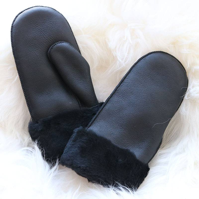 Low price for Burgundy Leather Gloves - Napa shearling sheepskin lambskin mittens – Fanshen