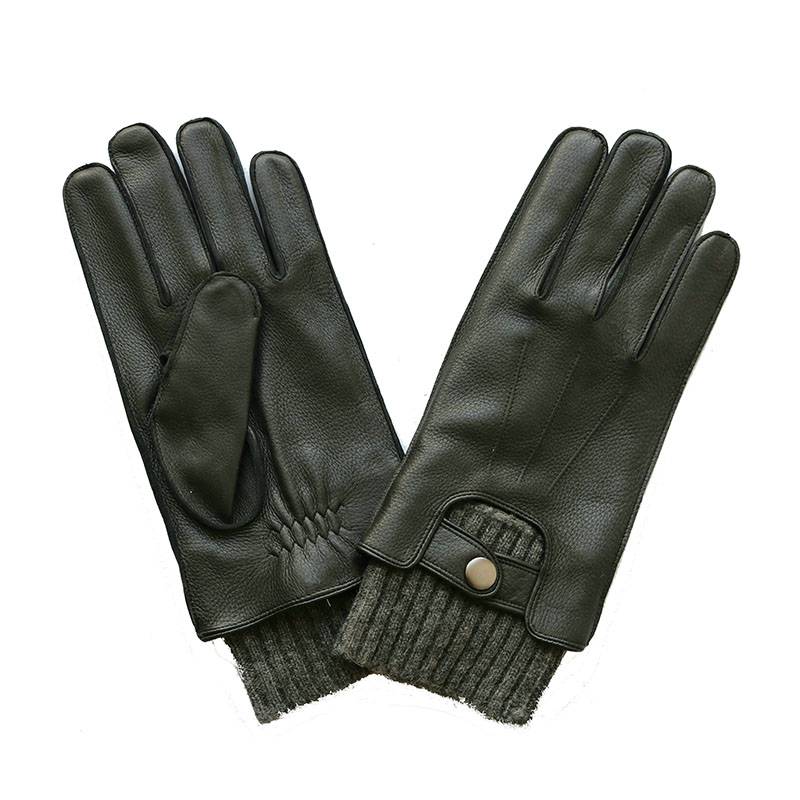 Stylish classical deerskin gloves with fleece cuff (1)