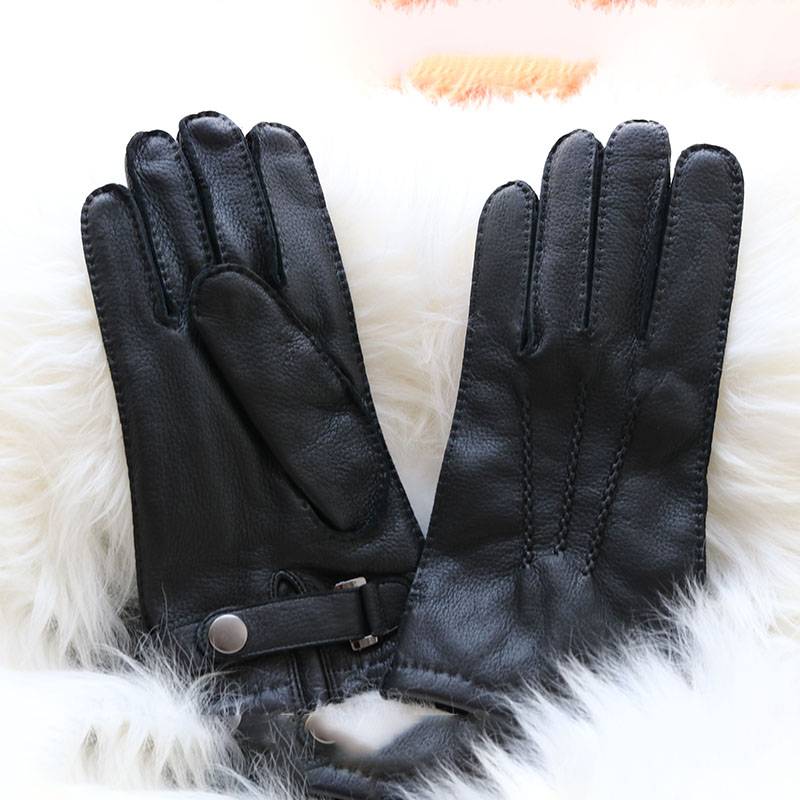 casual handsewn deerskin gloves with three points (1)