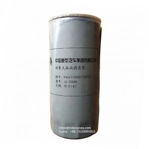 Online Exporter Oil Separator Filter - High quality China truck Oil Filter VG6100070005 for Howo engine Parts – MILESTONE