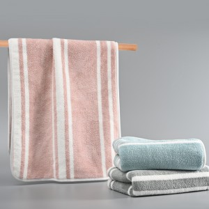 CORAL VELVET ANTI-BACTERIAL STRIPED BATH TOWEL CUSTOMIZED