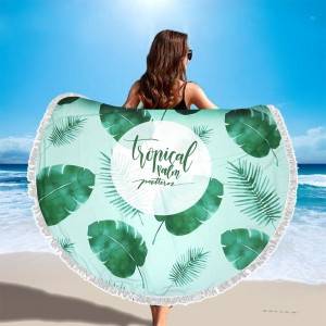Mircrofirber Round beach towel with tassels Customized design