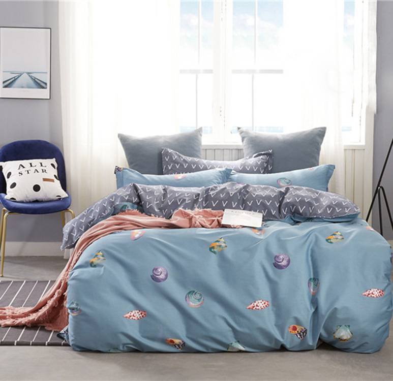 Premium China Complete 5pcs bed sheet 100% cotton blue flower printed bedding set