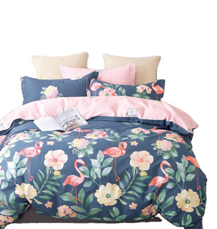 Cute lace printed 100% cotton 4-piece bedding