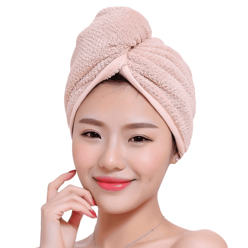 Super soft Microfiber Beauty large absorbent cap bath salon towel hair towel with button Featured Image