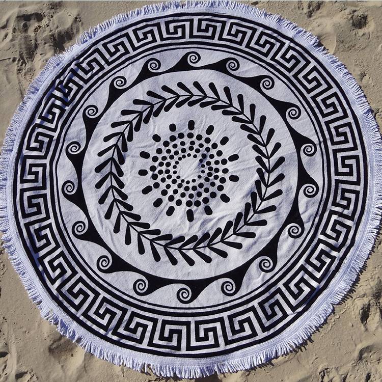 Hot Customized Logo mandala sublimation microfiber circle printing round beach towel