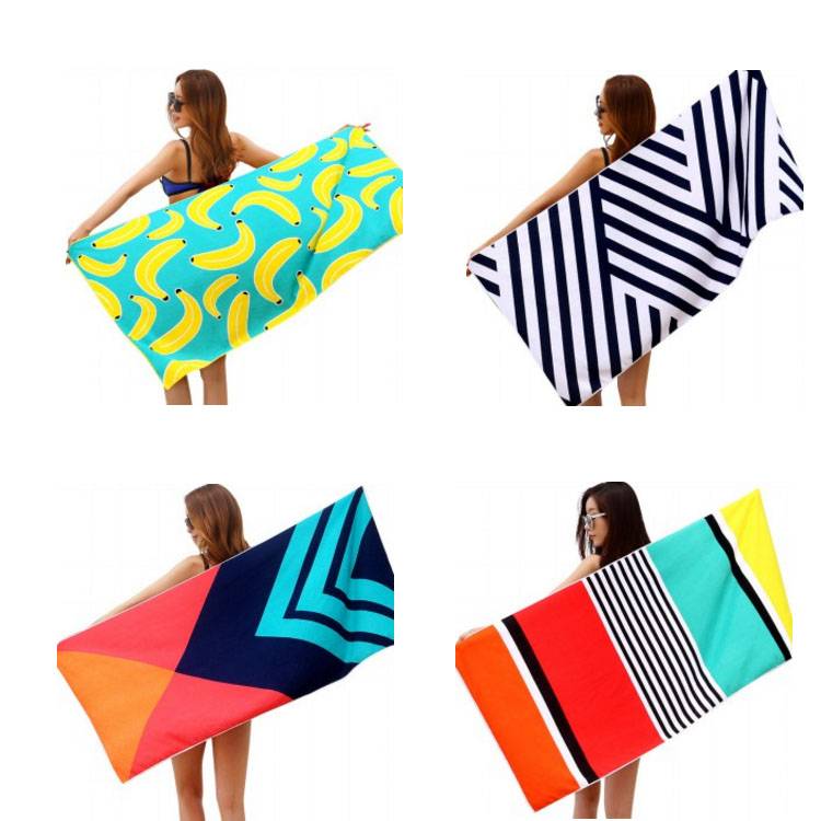 European and American style terry microfiber colourful stripe women wearable beach towel