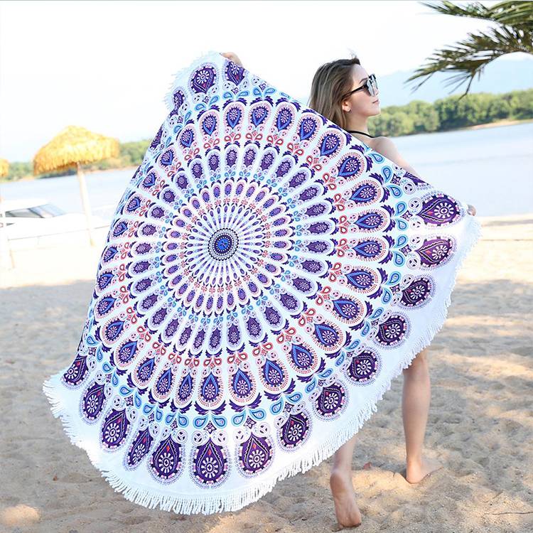 2021 Newest Style Fashion custom large microfiber round beach towel