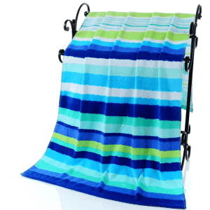 100% cotton strip printed velour beach / swimming pool towel wholesale