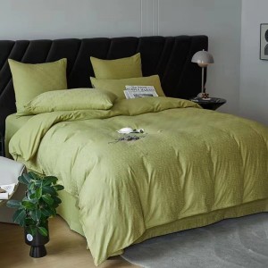 OEM 60s Washed Jacquard Brushed Four-pieces Bedding Set Factory Price