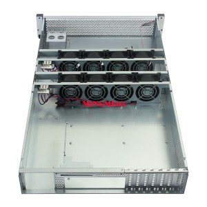 Dúas filas de 8 ventiladores cómodo chasis 2U de tapa superior tipo prensa no servidor