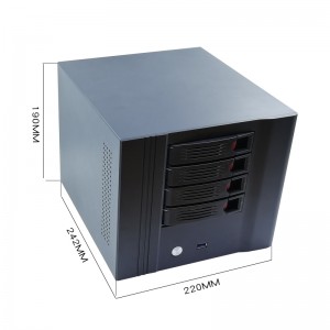 Sasis NAS 4 ruang server hot-swappable penyimpanan jaringan modular