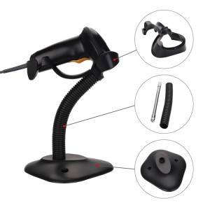 MINJCODE Wired Handheld Laser Barcode Reader with Adjustable Stand MJ2806AT